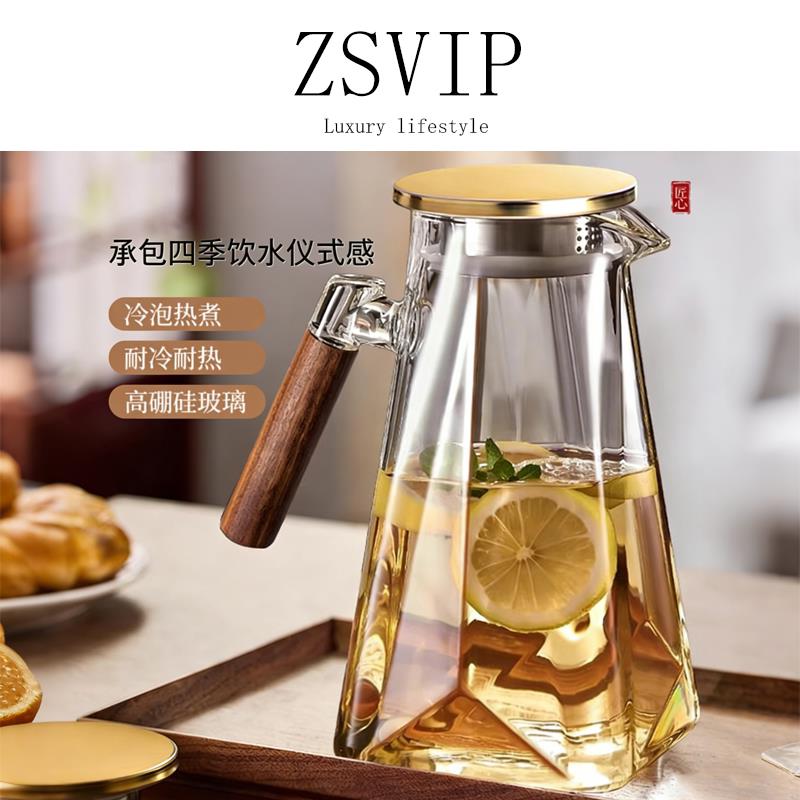 德国冷水壶玻璃耐高温家用大容量食品级透明泡茶壶2026新款冷泡壶