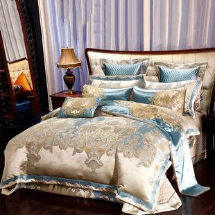 贡缎提花四件套床上用品十件套被套高档别墅床品套件 高端奢华欧式