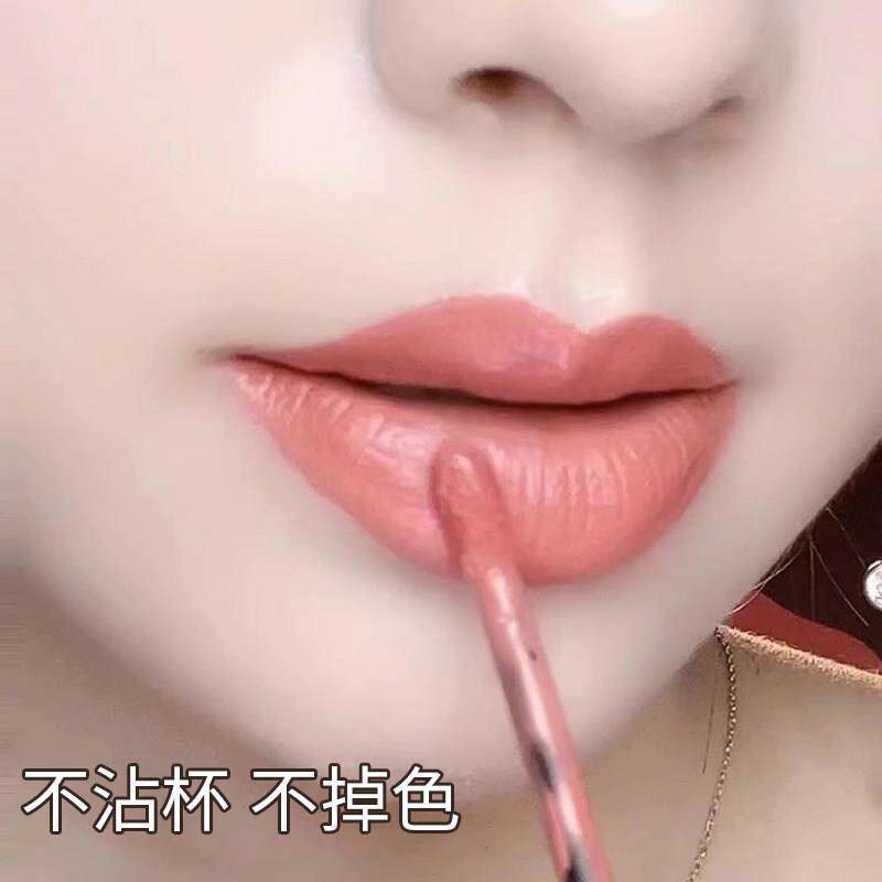 推荐肉桂奶茶唇釉不沾杯不掉色黄皮素颜显白滋润丝绒口红