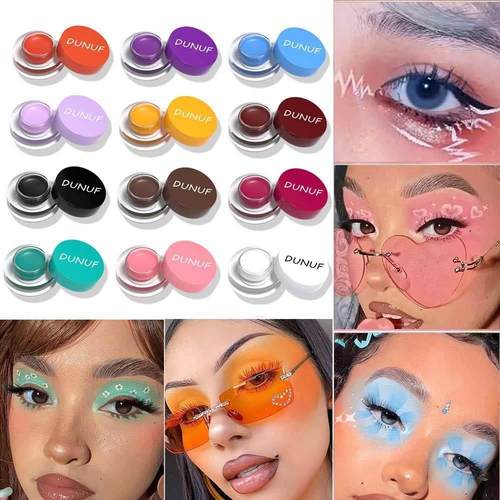 正品cos彩色眼线膏定妆持久眉笔染眉膏防水防汗白色蓝色粉色单色