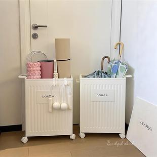 チュシンミ 奶油风瑜伽垫运动工具收纳筐带轮健身器材便捷置物架