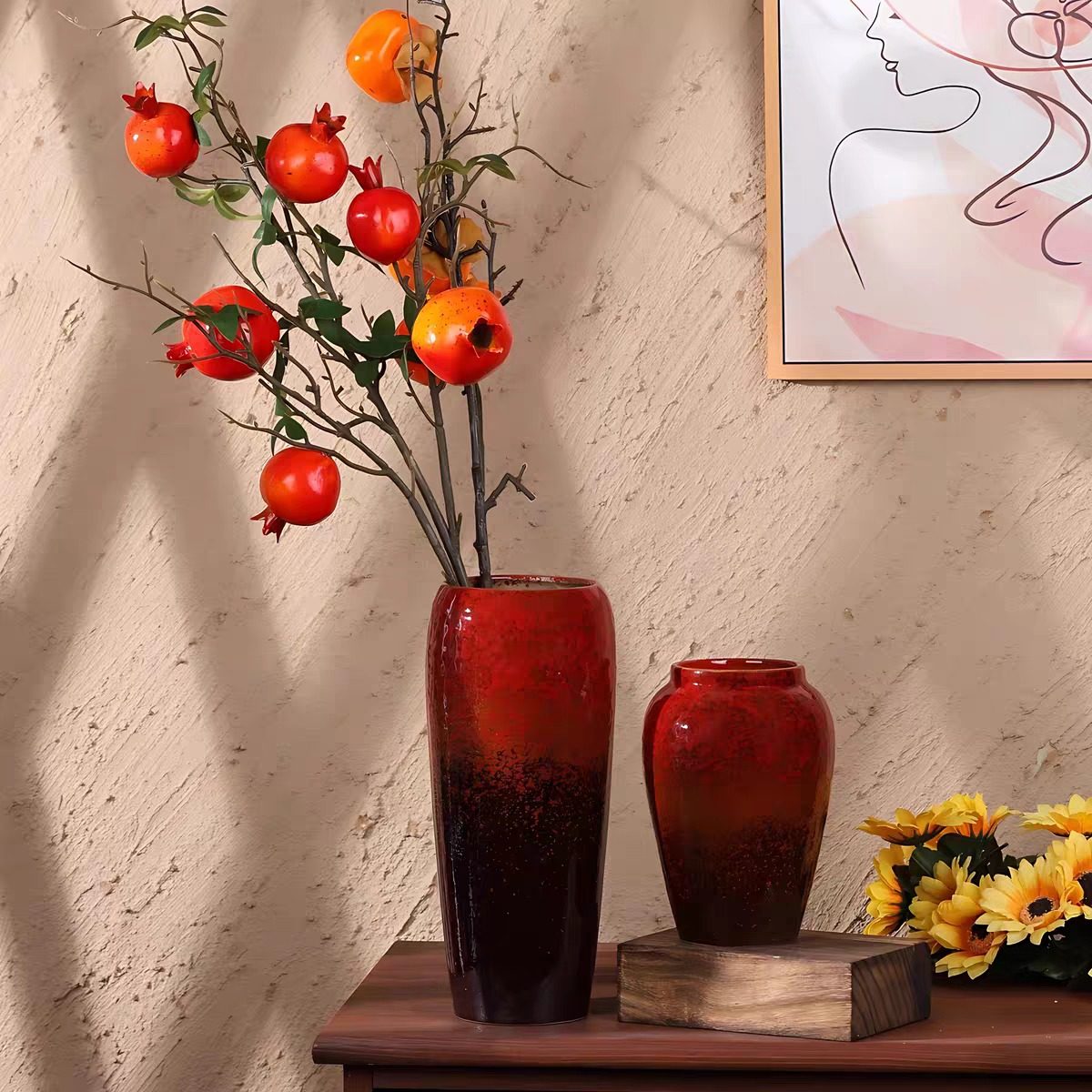 【喜庆红】新年花瓶陶瓷婚礼花器摆件客厅玄关插花装饰陶罐花盆,家居饰品,花瓶,淘宝优惠券,粉丝福利购,淘宝优惠卷