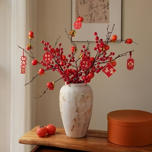 【新年陶瓷花瓶】新中式瓷器摆件玄关电视柜斑驳装饰粗陶罐大花盆