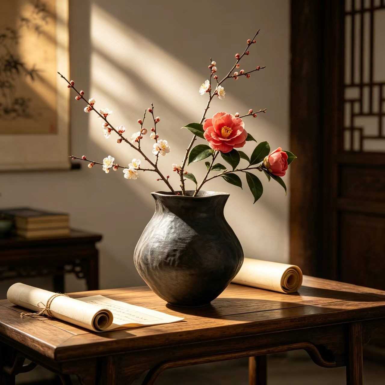景德镇中古风陶瓷花瓶干插花器皿