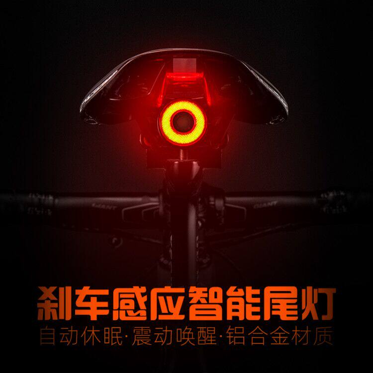 洛克兄弟智能感应刹车尾灯双支架山地公路车夜骑安全警示骑行装备图片