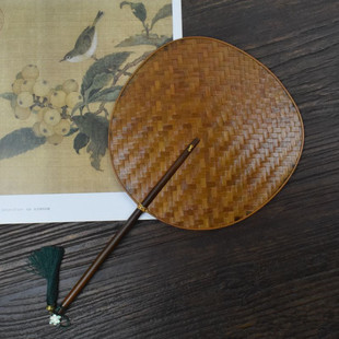 蒲扇 扇子纳凉夏季 国风大漆竹编织团扇老式 双面汉服掌扇手工中式