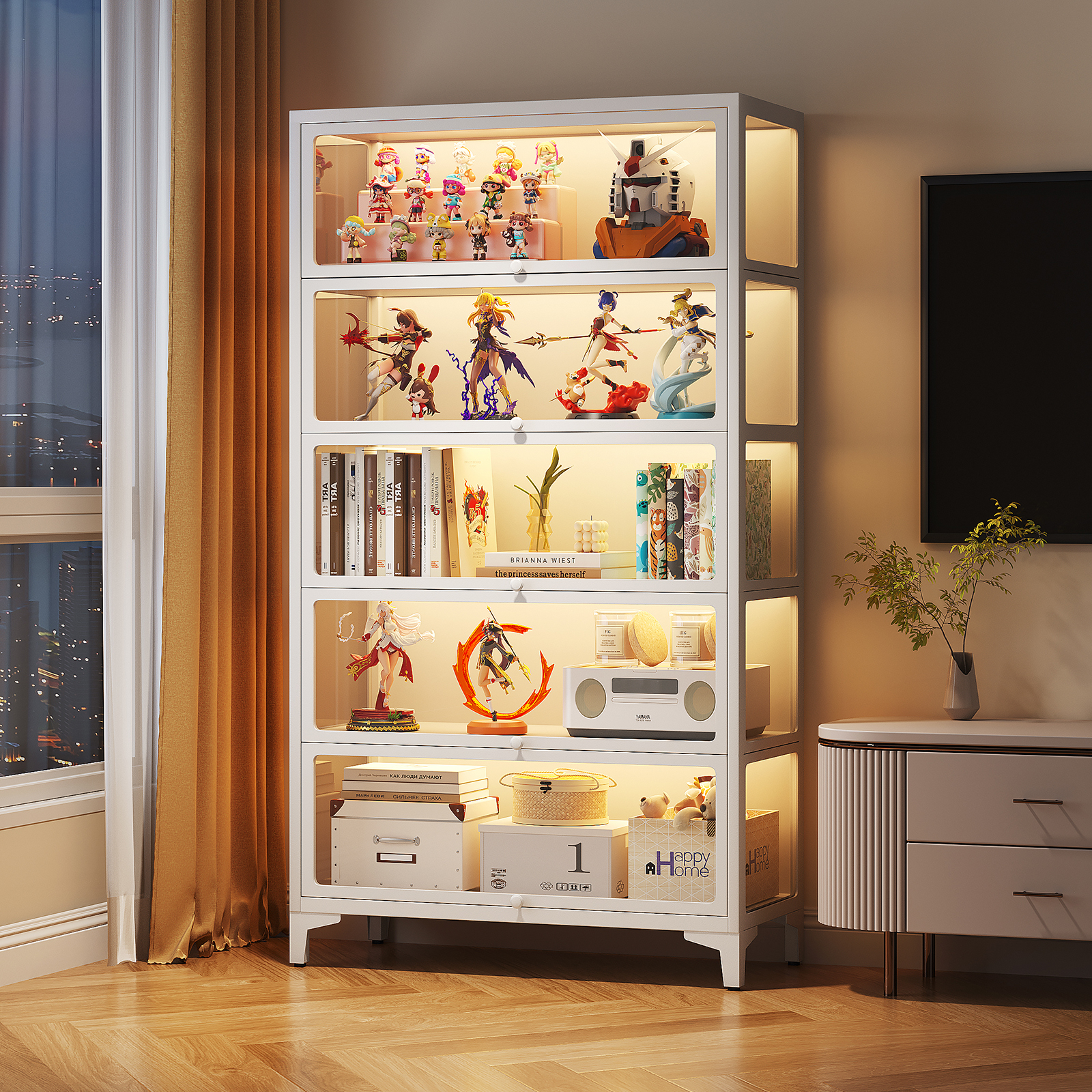 模型展示柜玻璃门痛柜防尘模型摆件展示柜铁皮收纳柜钢制收纳柜子