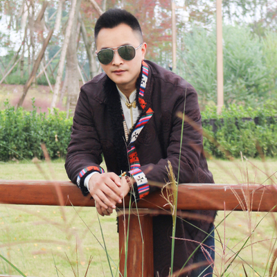 新款藏袍男冬季藏装黑毛加绒保暖短款氆氇西藏民族风藏族服装藏衣