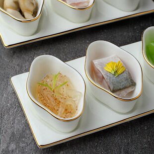 酒店中式餐具白瓷四味拼碟小菜碟子餐前小菜盘特色位上冷菜开胃菜