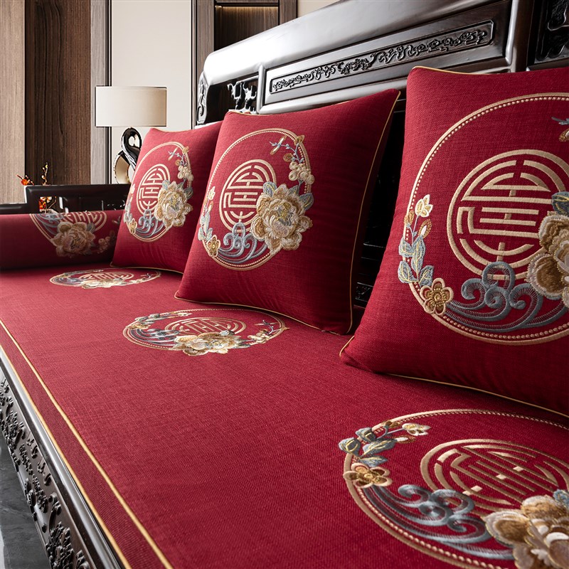 2025新款中式红l木沙发坐垫防滑罗汉床垫子实木海绵沙发垫套罩定