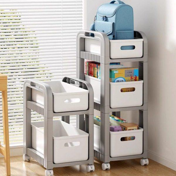 收纳架置物架书包架可移动小推车书本收纳神器家用放桌下滑轮柜子,收纳整理,书桌收纳置物架,淘宝优惠券,粉丝福利购,淘宝优惠卷