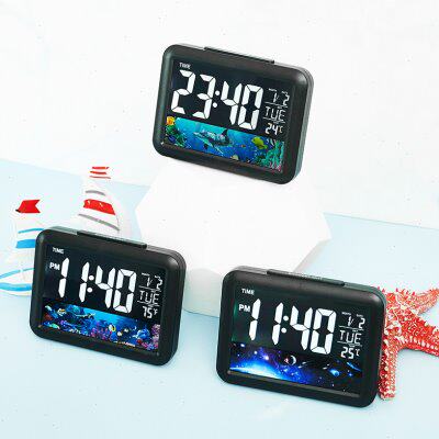 新款趣味彩屏闹钟儿童电子钟LCD电子钟床头创意闹钟可定制7002WJ