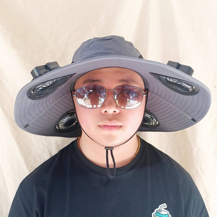 太阳能风扇帽子夏季充电户