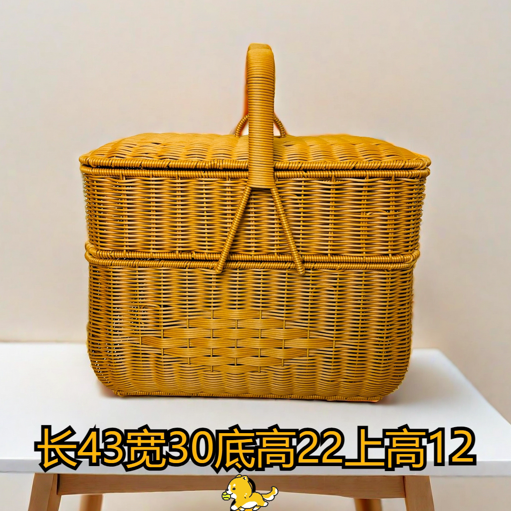 家用拜圆形手提篮子带盖工