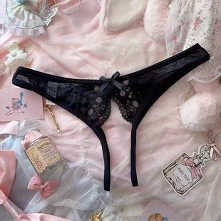 蝴蝶结心机诱惑约会战袍三角睡裤 性感火辣女士免脱内裤 女 时尚 法式