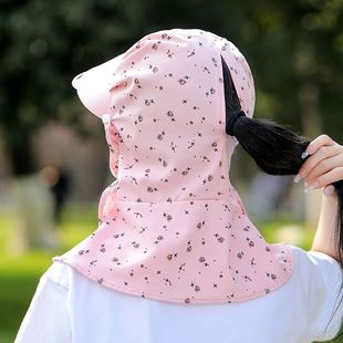 帽子女夏季遮脸防晒护颈帽骑车遮阳帽防晒面罩遮脸面防尘防紫外线
