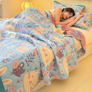 纱布三层纱盖毯加厚毛巾被床单双人夏凉被空调被午睡助眠毯