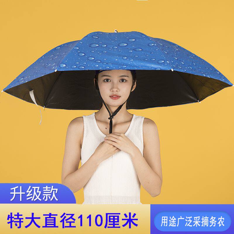 头戴式伞帽三折叠大号晴雨
