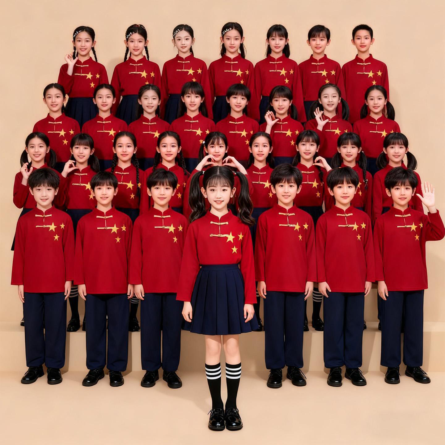 元旦儿童合唱演出服红色爱国男女童中小学生朗诵演讲比赛表演服装