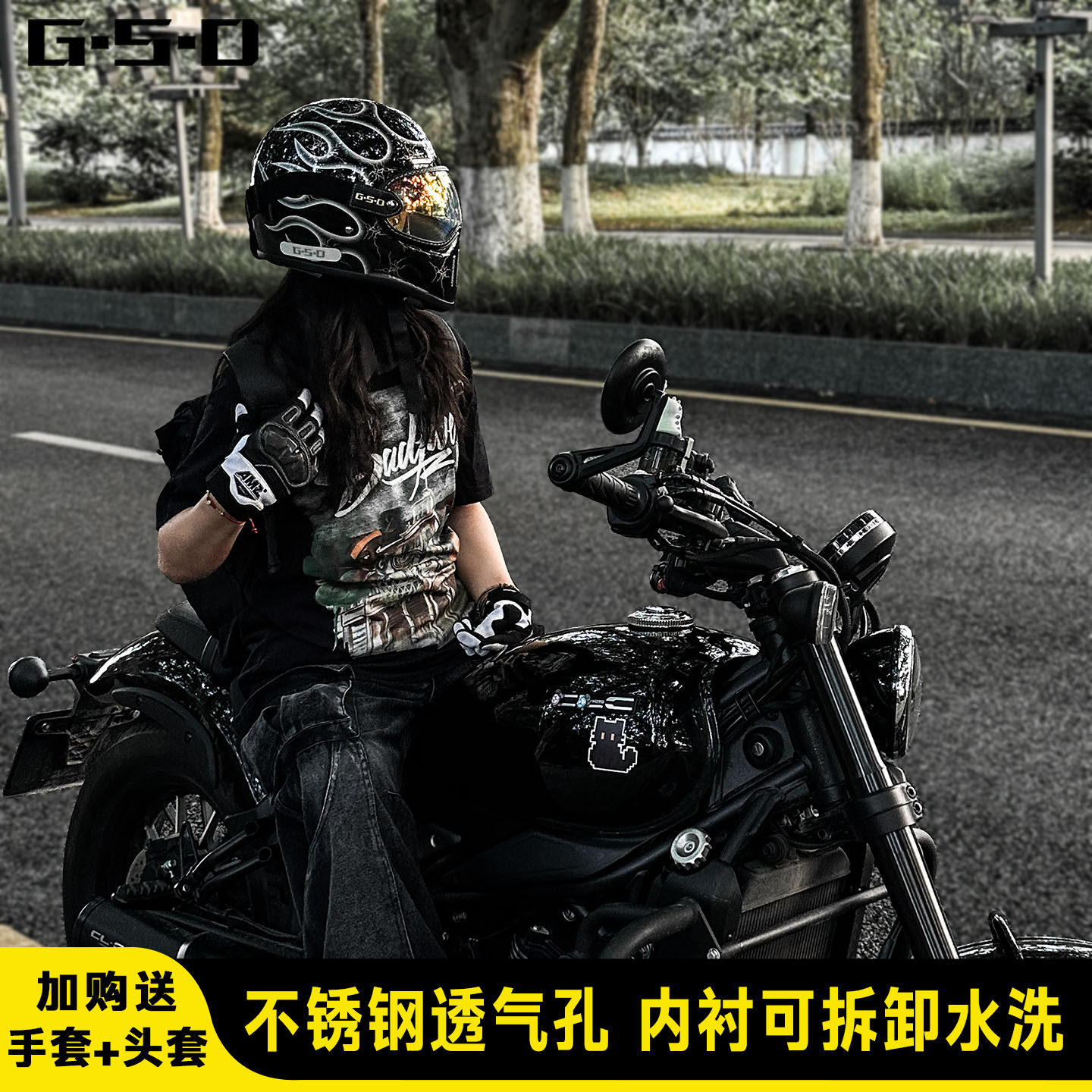 玻璃钢碳纤维复古头盔摩托车全盔男女猪鼻盔哈雷巡航美式机车