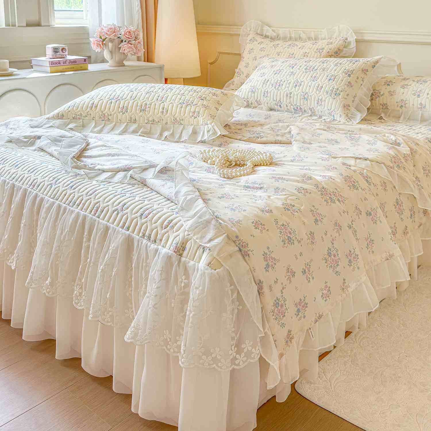 A类冰丝乳胶凉席三件套夏凉被四件套小清新夏季可机洗空调席床裙,床上用品,乳胶席,淘宝优惠券,粉丝福利购,淘宝优惠卷