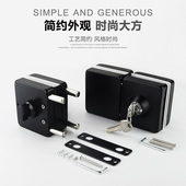 玻璃门锁双门单门锁地弹簧门锁无框玻璃门锁免打孔锁夹插销锁黑色