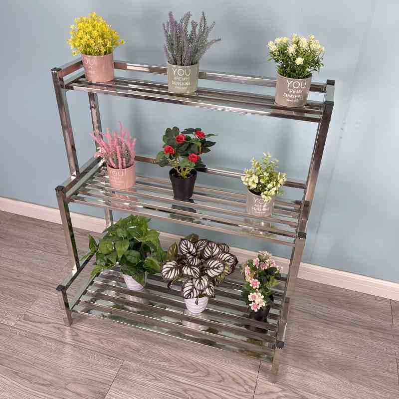 不锈钢简约现代花架置物架室外多层客厅艺铁架子阳台花盆阶梯落地