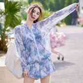 大码 防晒学生200斤游泳装 泳衣女分体三件套微胖女孩遮肉罩衫 长袖