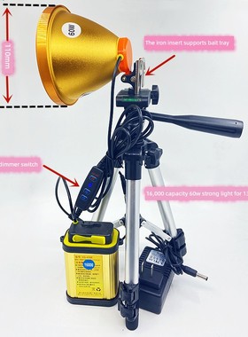 鸿顺铝合金高亮度充电灯Usb45W50W60W12000容量16000容量双头夜钓