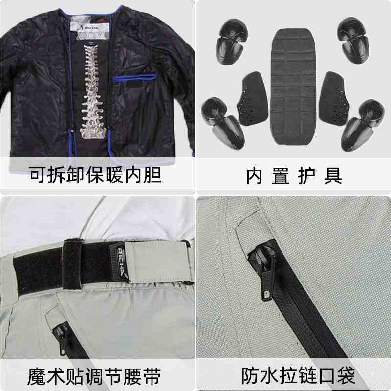RICHA摩托车骑行服冬季保暖防摔四季防水摩旅机车服拉力服套装男