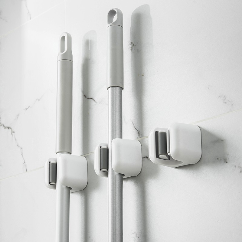 拖把收纳挂钩卫生间免打孔壁挂拖布置物架拖把夹神器扫把固定架子