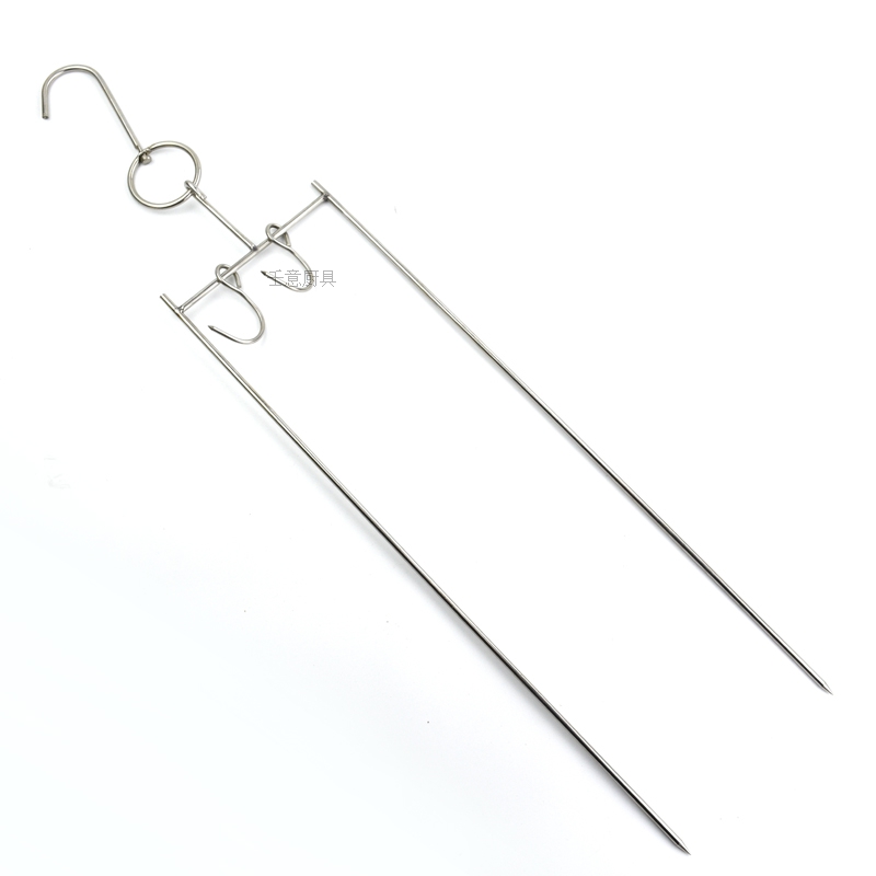 不锈钢乳猪钩子加粗方形带钩琵琶叉烤乳猪挂钩烧腊工具配件用品