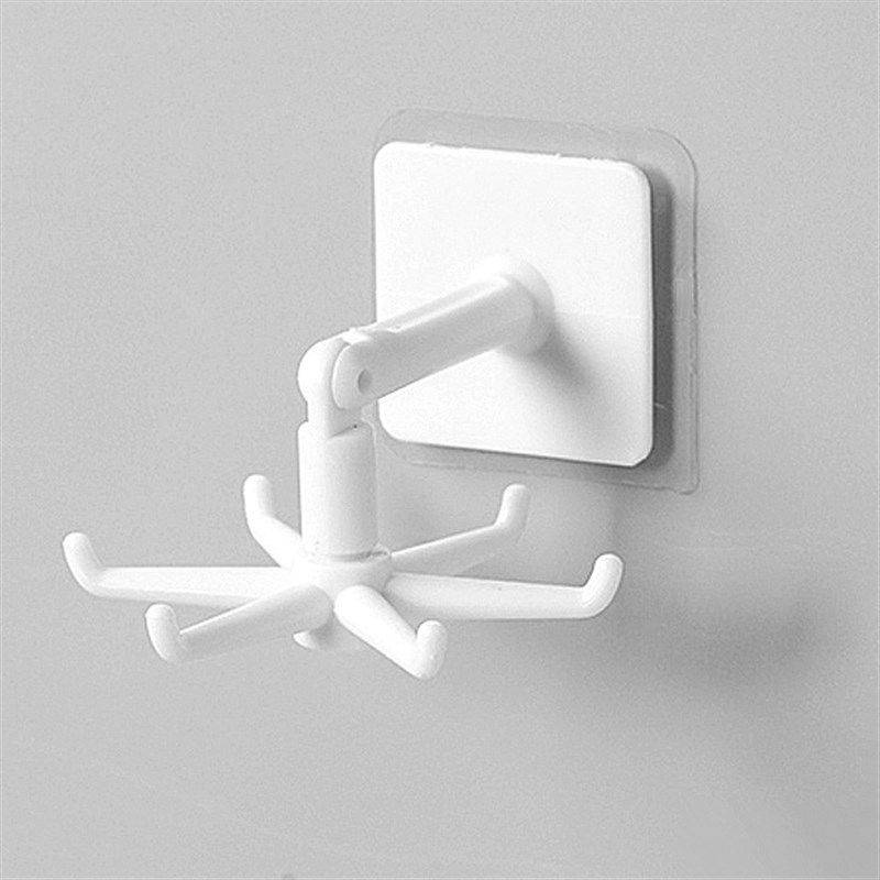 多头可旋转挂钩家用多功能吊顶垂直倒挂粘贴式6头粘钩墙壁挂架