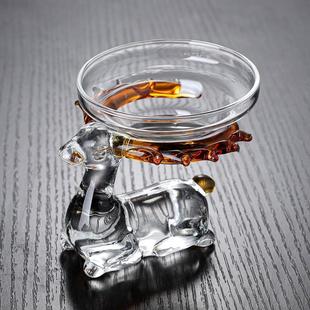 高端玻璃茶漏创意公道杯茶滤家用泡茶器茶叶过滤茶道配件底座 日式