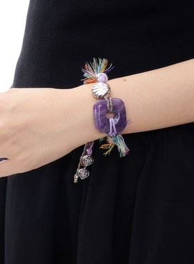 SUMIYAKI 毕业季限定 智慧之石天然紫晶手工编绳手炼闺蜜礼物