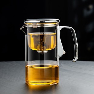 耐热玻璃磁吸飘逸杯茶水分离厚泡茶壶过滤冲茶器自动办公家用