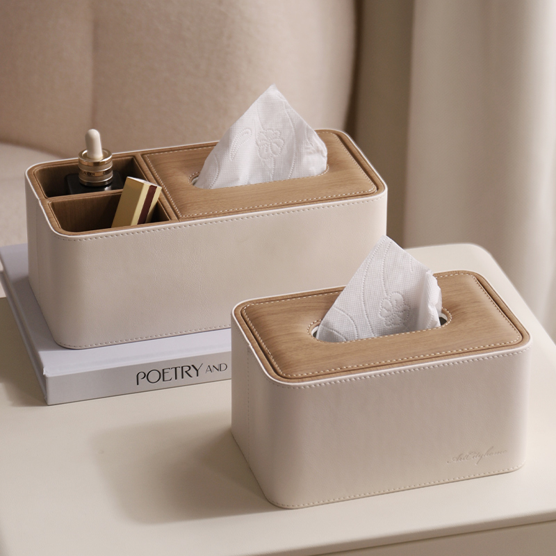 原木风多功能抽纸盒客厅卧室高级感奶油风遥控器化妆品收纳纸巾盒