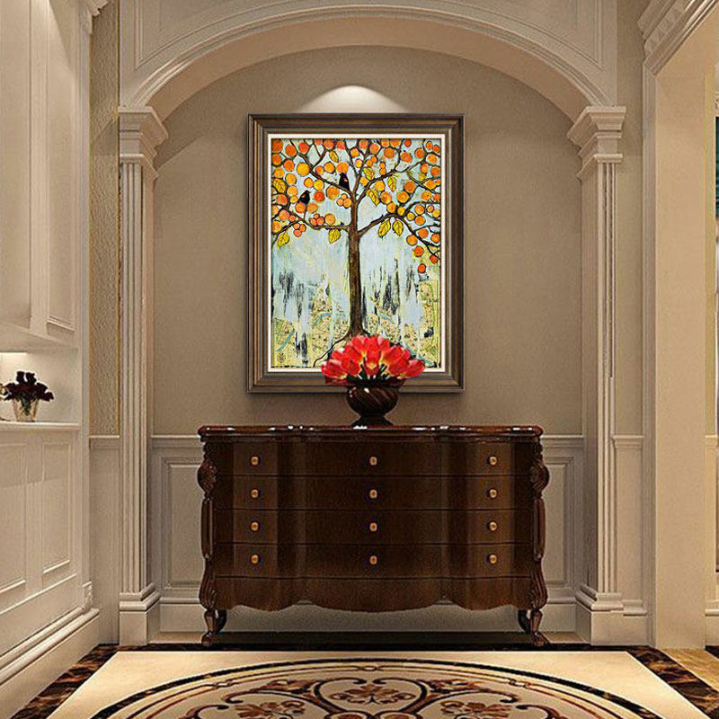 入户玄关装饰画竖版走廊过道挂画客厅背景墙画美式油画欧式壁画,家居饰品,现代装饰画,淘宝优惠券,粉丝福利购,淘宝优惠卷