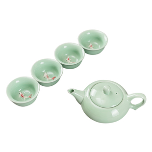 功夫茶具泡茶壶一壶四杯简约家用会客小套陶瓷便携收纳茶具套装