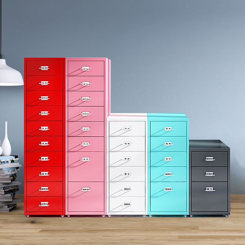 铁皮柜文件柜办公资料柜彩色六斗柜子档案柜抽屉矮柜拆装柜储物柜