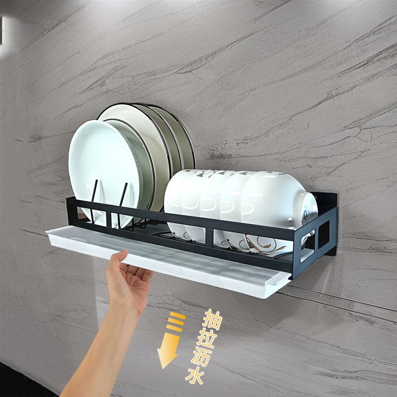 厨房碗架沥水架壁挂不锈钢水槽碗碟筷子碗盘置物架免打孔餐具收纳
