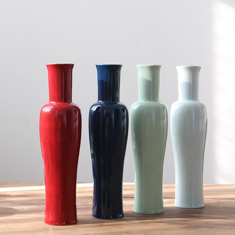 景德镇仿宋文人花器新中式陶瓷花瓶茶席插花客厅装饰摆件厂家直销