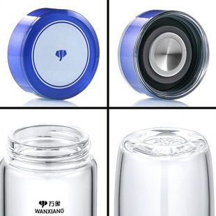 万象新款 盖子漏斗茶漏滤网单双层玻璃杯身不锈钢盖茶水杯子配件