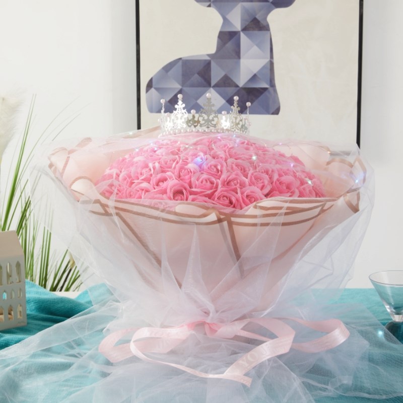 情人节送女友妈妈闺蜜浪漫订婚生日礼物99朵香皂玫瑰花Z妇女节礼