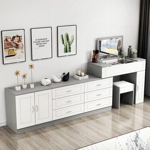 梳妆台翻盖小户型化妆桌电视柜组合卧室多功能收纳柜一体大容量