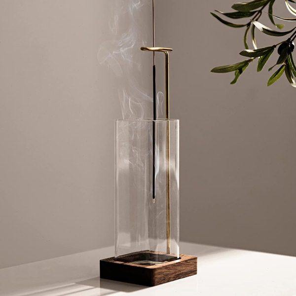 黑胡桃倒挂香插玻璃香座木质香架创意香炉实木檀香日式线香香立座,家居饰品,香托/香盘/香座/香插,淘宝优惠券,粉丝福利购,淘宝优惠卷