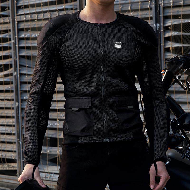 FEHER摩托车骑行护甲衣防摔护具春夏季透气修身网眼通风防护服男