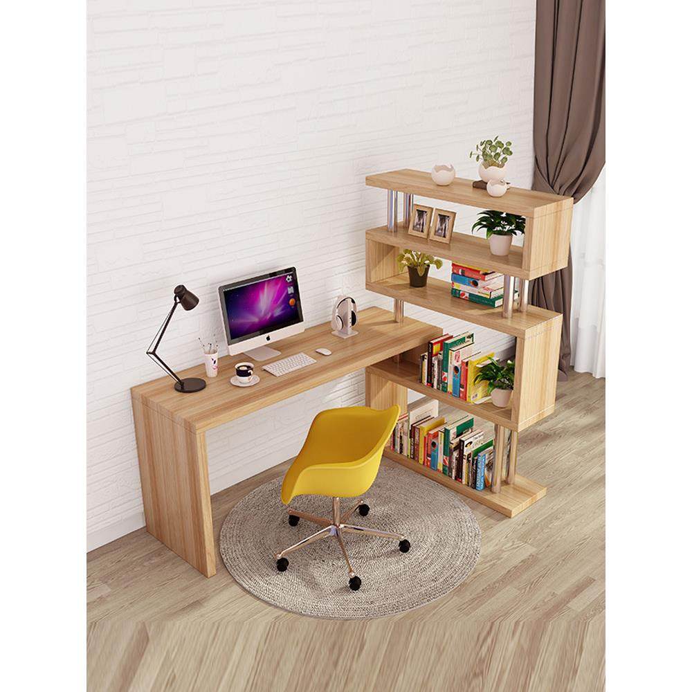 旋转电脑桌转角家用办公桌子写字台书柜简约简易书桌书架组合
