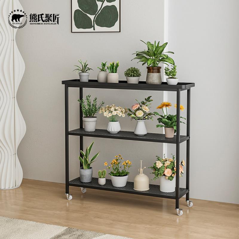 时尚可移动花架子置物架客厅阳台落地式铁艺多层多肉植物花盆架子