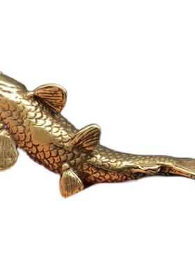 年年有鱼铜器 实心黄铜铜鲤鱼小摆件 迷你小鱼儿铜艺小鲤鱼 铜鱼